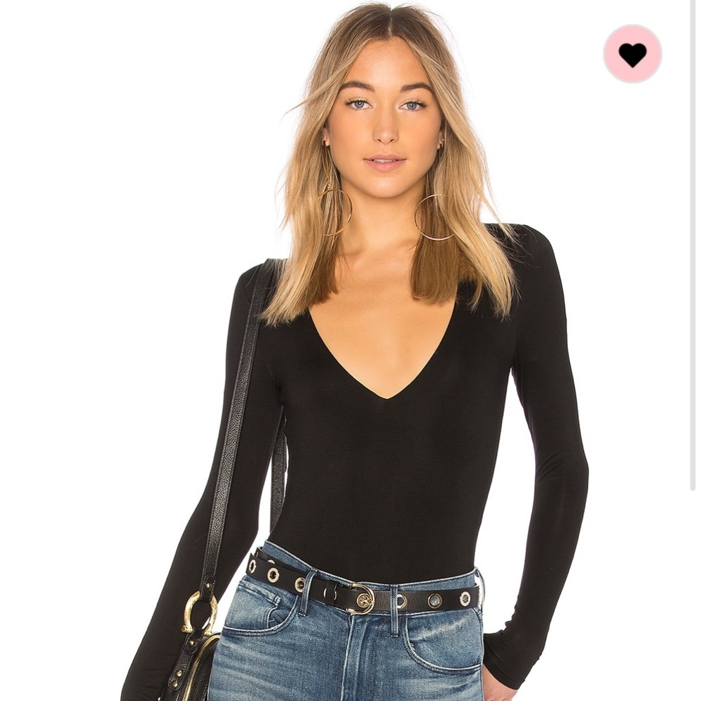Privacy Pls Akron V-Neck Black Bodysuit